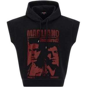 Dsquared2, Heren, Sweatshirts & Hoodies, Zwart, Maat: M Katoen,