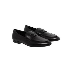 Tod's Zwarte leren loafers met logo-plaque voor heren , Black , Heren , Maat: 43 EU