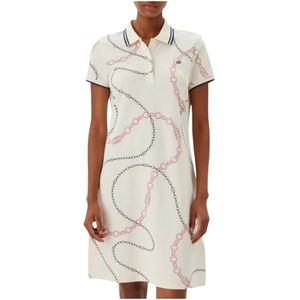 Tommy Hilfigervoor vrouwen. WW0WW45532 Wit afgezette polo-jurk (S), Casual, Katoen, Korte mouwen