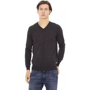 Baldinini - V-hals Trui - Grijs - Met Monogramdetail