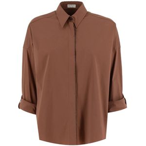 Brunello Cucinelli, Dames, Blouses & Shirts, Rood, Maat: XS Katoen,