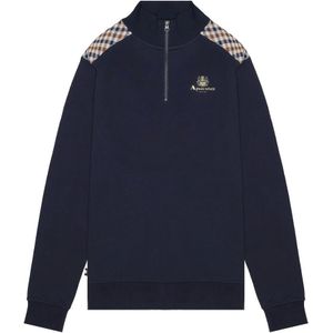 Aquascutum, Heren, Sweatshirts & Hoodies, Blauw, Maat: 2XL Fleece,