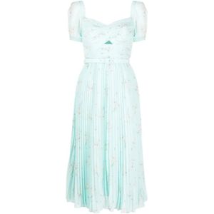 Self Portrait, Dames, Jurken, Blauw, Maat: 2XS Chiffon,