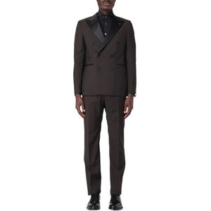 Tagliatore, Heren, Pakken, Bruin, Maat: XL Tweed,