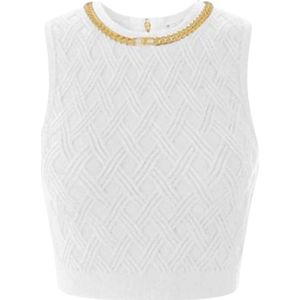 Elisabetta Franchi, Dames, Truien, Wit, Maat: 2XS Viscose,