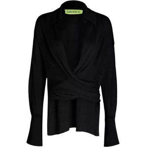 Gauge81, Dames, Blouses & Shirts, Zwart, Maat: S Linnen,
