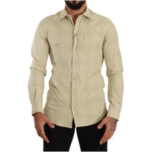 Dolce & Gabbana - Geel Geruite Katoenen Overhemd - Heren