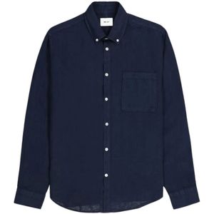 Nn07, Heren, Overhemden, Blauw, Maat: 2XL Linnen,