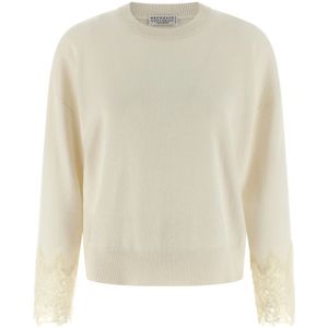 Brunello Cucinelli, Dames, Truien, Wit, Maat: XS Kasjmier,