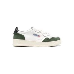 Autry Witte Medalist Sneakers met Groen Suède , Multicolor , Heren , Maat: 46 EU