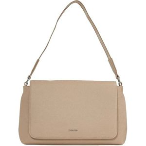 Calvin Klein, Dames, Tassen, Beige, Maat: ONE Size Leer,