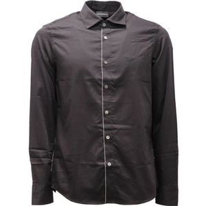 Armani, Heren, Overhemden, Zwart, Maat: S Katoen,