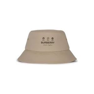 Burberry Logo-Print Bucket Hat , Beige , Heren , Maat: S
