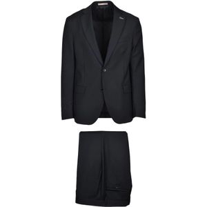 Paoloni, Heren, Pakken, Zwart, Maat: S Wol,