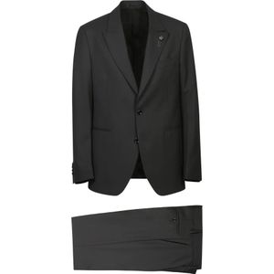 Lardini, Heren, Pakken, Zwart, Maat: S Wol,
