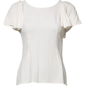 Dolce & Gabbana - Blouse - Wit - Ronde Hals - Flared Korte Mouwen