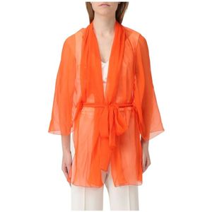 Alberta Ferretti, Dames, Jassen, Oranje, Maat: ONE Size Zijde,