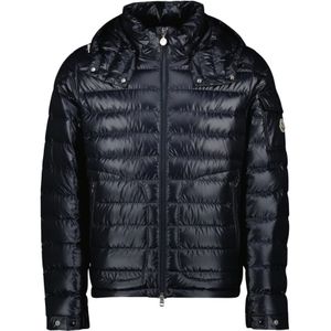 Moncler, Heren, Jassen, Blauw, Maat: XL Leer,