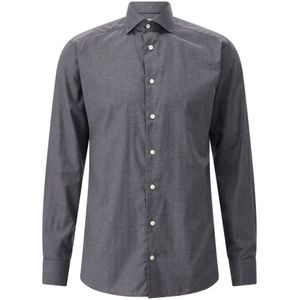 Eton, Heren, Overhemden, Grijs, Maat: S Katoen,