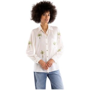 5Progress, Dames, Blouses & Shirts, Wit, Maat: S Viscose,