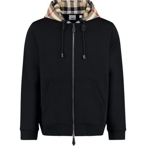 Burberry Geruite Patroon Volledige Rits Hoodie , Black , Heren , Maat: 3XL