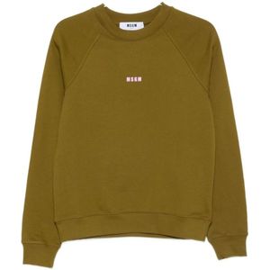 Msgm, Dames, Sweatshirts & Hoodies, Groen, Maat: S Katoen,