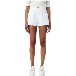 Twinset, Dames, Korte broeken, Wit, Maat: W27 Denim,