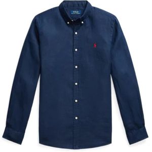Polo Ralph Lauren, Heren, Overhemden, Blauw, Maat: 2XL Linnen,