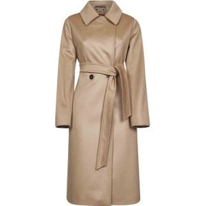 Max Mara Studio, Dames, Mantels, Bruin, Maat: 3XS Wol,