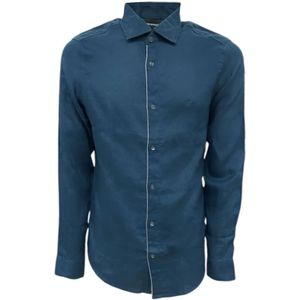 Emporio Armani, Heren, Overhemden, Blauw, Maat: S