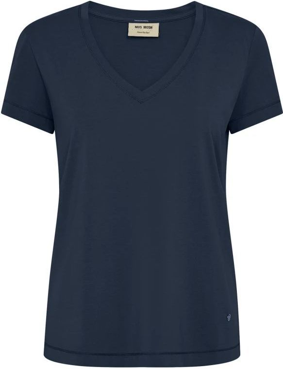 Mos Mosh - Mmdala V-Ss Basic Tee - Blauw - Dames - Korte Mouwen