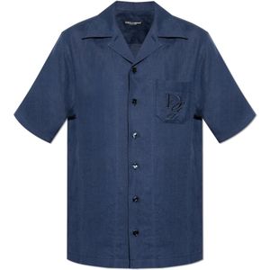 Dolce & Gabbana, Heren, Overhemden, Blauw, Maat: L Linnen,