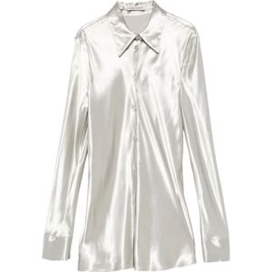 Alberta Ferretti, Dames, Blouses & Shirts, Grijs, Maat: XS Satijn,