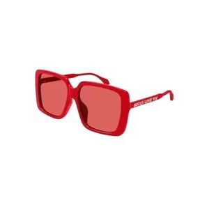 Gucci Rode Oversized Vierkante Zonnebril , Red , Dames , Maat: 58 MM
