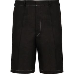 Prada, Heren, Korte broeken, Zwart, Maat: M Linnen,