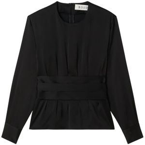 Róhe, Dames, Blouses & Shirts, Zwart, Maat: L Satijn,