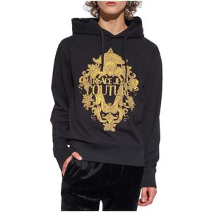 Versace Jeans Couture, Dames, Sweatshirts & Hoodies, Zwart, Maat: L Katoen,
