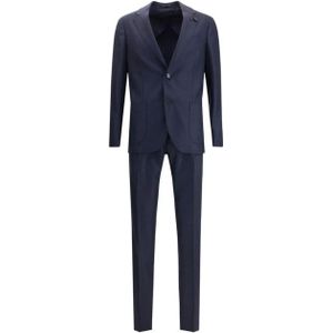 Lardini, Heren, Pakken, Blauw, Maat: M Wol,