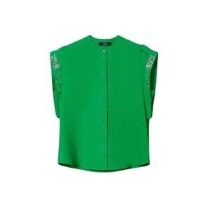 Twinset Groen geborduurd overhemd Actitude collectie , Green , Dames , Maat: M