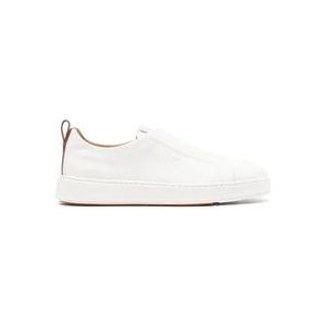 Santoni Witte Leren Slip-On Sneakers , White , Heren , Maat: 44 EU