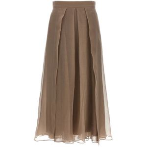 Brunello Cucinelli, Dames, Rokken, Bruin, Maat: XS Zijde,
