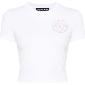 Versace Jeans Couture, Dames, Tops, Wit, Maat: L Katoen,