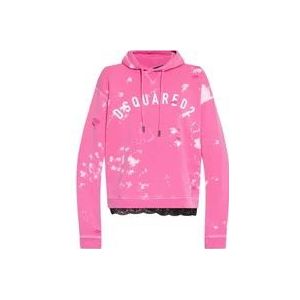 Dsquared2 Logo Patch Hoodie , Pink , Dames , Maat: S