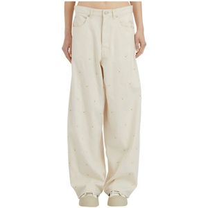 Marni, Dames, Broeken, Beige, Maat: S Katoen,