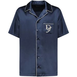 Dolce & Gabbana, Heren, Overhemden, Blauw, Maat: M Zijde,