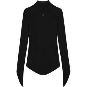 Courrèges, Dames, Truien, Zwart, Maat: S Viscose,
