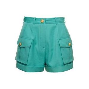 Balmain Groene Shorts met Goudkleurige Knopen , Green , Dames , Maat: XS