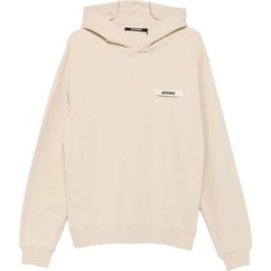 Jacquemus, Heren, Sweatshirts & Hoodies, Beige, Maat: 3XL Katoen,