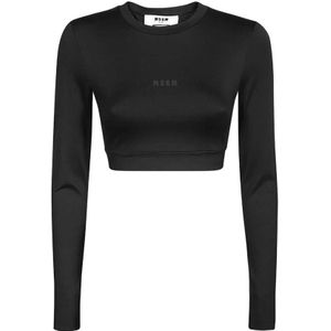 Msgm, Dames, Tops, Zwart, Maat: M Polyamide,