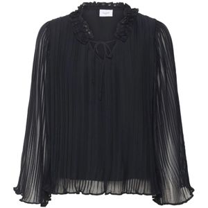 Saint Tropez, Dames, Blouses & Shirts, Zwart, Maat: M Satijn,